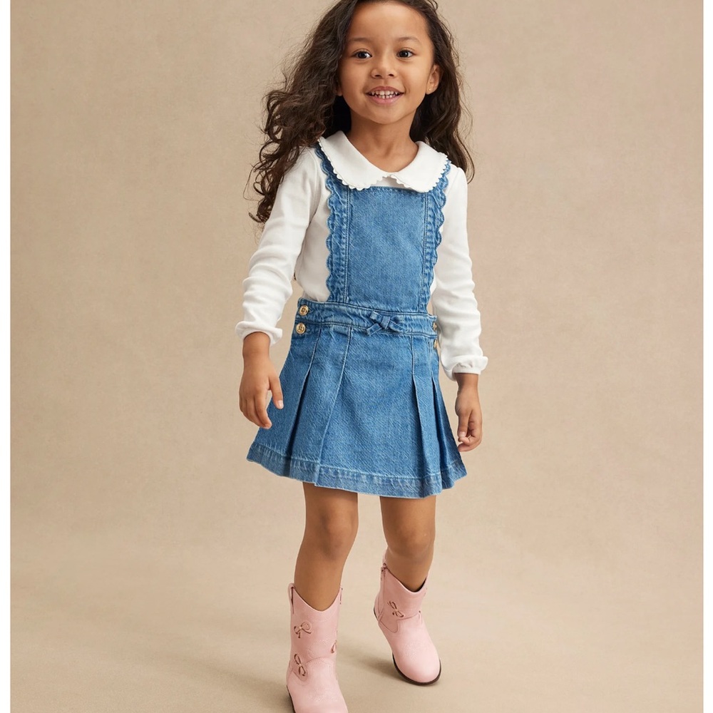 Gymboree Scalloped Embroidered Sleeveless Denim Jumper